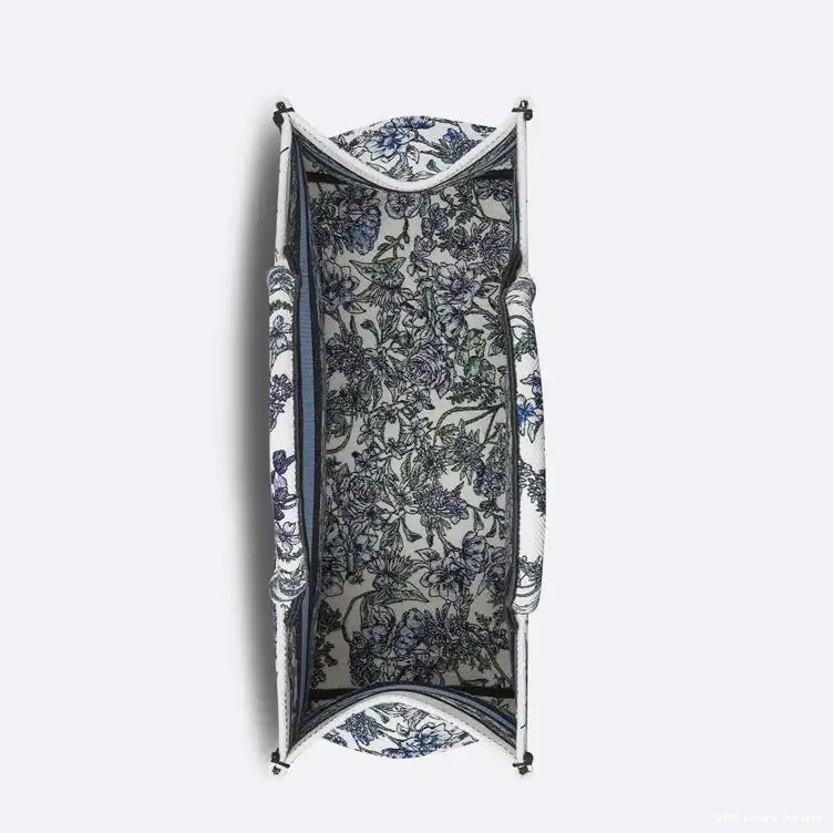 Cheap Blue White Flowers Motif Constellation Book Canvas Dior Tote 0425 Luxury
